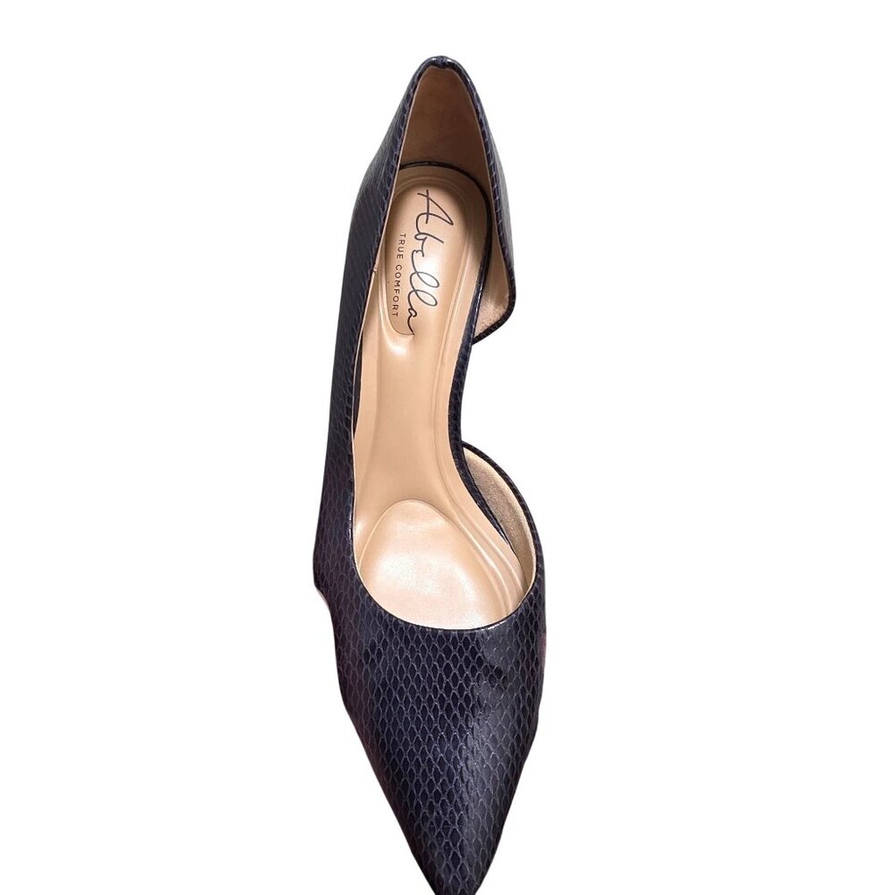 Abella True Comfort Women's Purple Snakeskin-Pattern Pointed-Toe D'Orsay Heels S